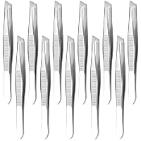 HYQO 12-Piece Stainless Steel Eyebrow Tweezers Set with Heart Clamps - 3.5" Compact for Facial Hair, Ingrown Hairs & Precision Plucking