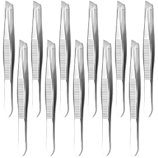 HYQO 12-Piece Stainless Steel Eyebrow Tweezers Set with Heart Clamps - 3.5" Compact for Facial Hair, Ingrown Hairs & Precision Plucking