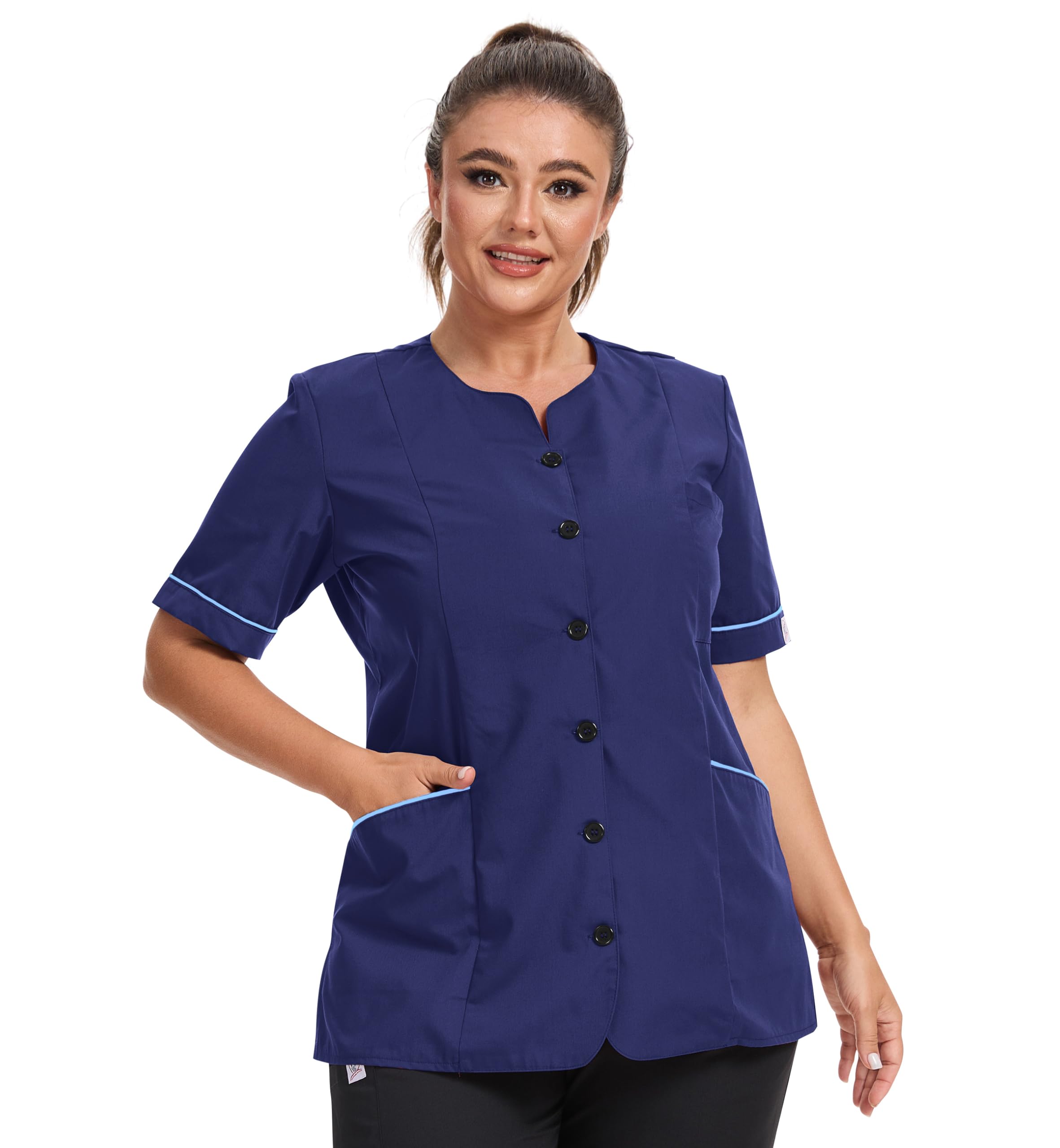 Jonathan Uniform Women's Navy Beauty Tunic Scrub Top With 3 Pockets For Beauty, Elderly Carer, Massage(, Xl)