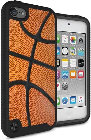 MYTURTLE Sports Fan Series, Basketball Case Designed for iPod Touch 7th 6th 5th Generation, Rugged Hybrid Shockproof Nonslip Cover, Realistic 3D Touch Textured Surface