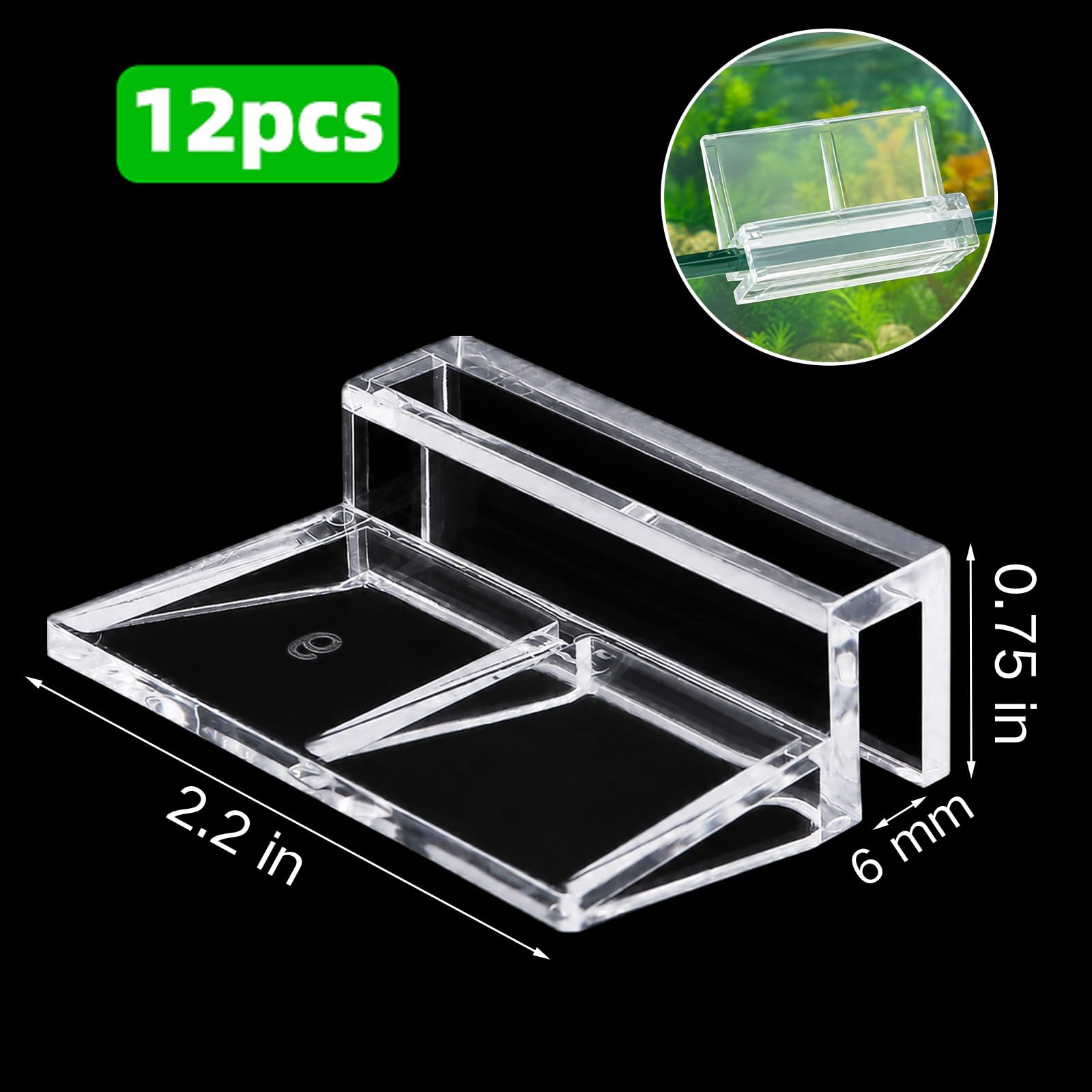 Okllen Lot de 12 couvercles de réservoir en plastique transparent avec clips, couvercle de couvercle d'aquarium, couvercle d'aquarium, couvercle d'aquarium en acrylique