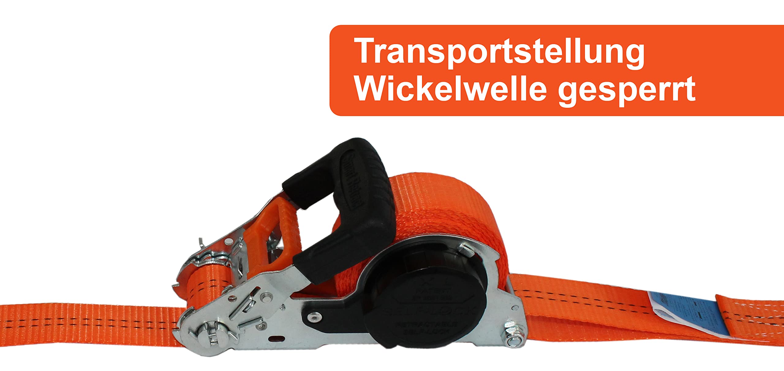 4 x Automatik Spanngurt/Automatischer Zurrgurt Spitzhaken 5,0 m x 35mm 1.000 daN / 2.000 daN (i.d.Umr.) selbstaufrollend (65) orange