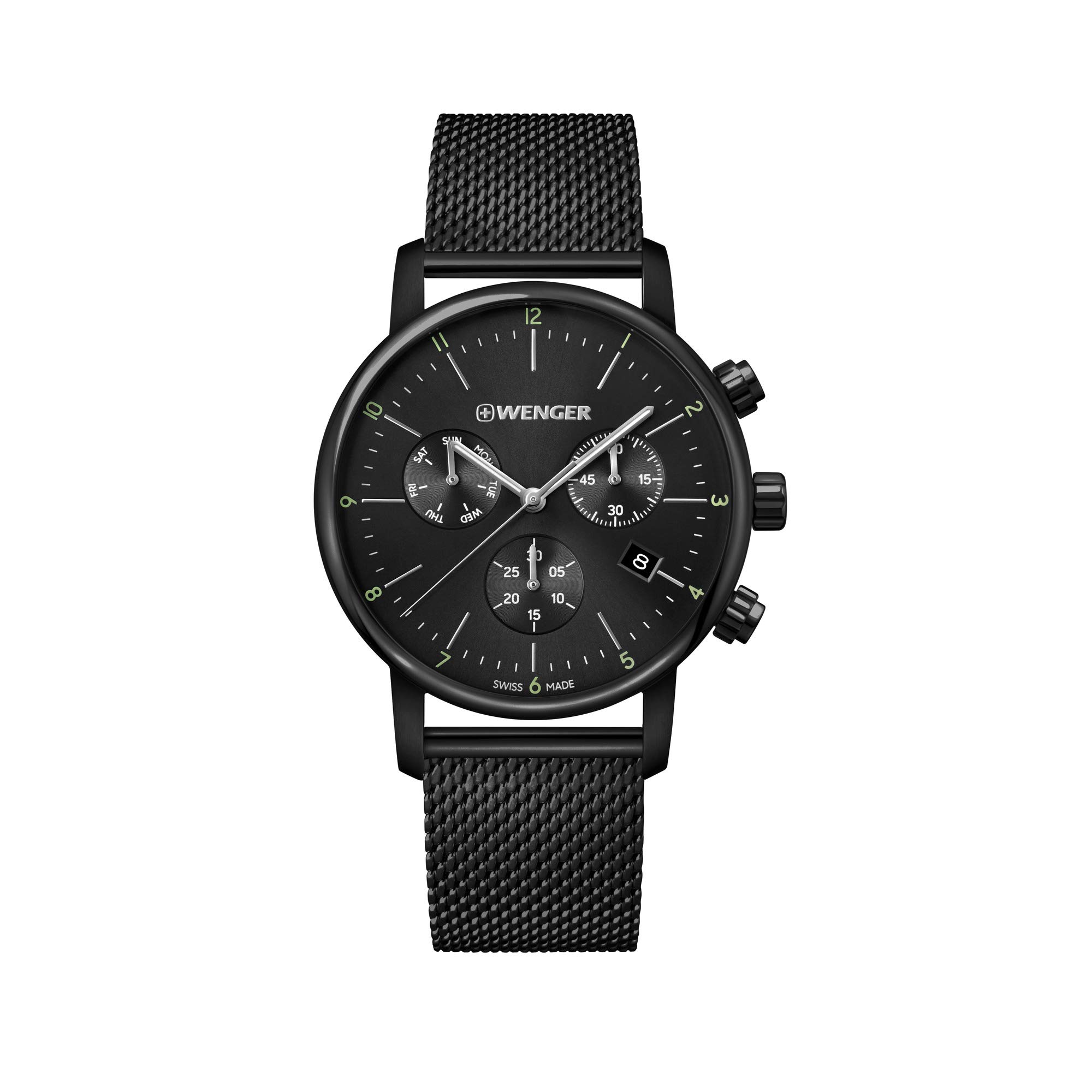 WENGER Swiss Made Chronograph Men’s Watch (Urban Classic Black Dial PVD Mesh Strap - Stylish and Original) Model Number: 01.1743.129 (B07QMSGS4X) Amazon Price History, Amazon Price Tracker