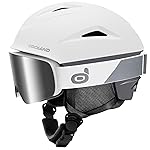 Odoland Ski Helmet, Snowboard Helmet with Ski Goggles for Adults and Youth, Audio Compatible, Shockproof, Windproof, Safety Snow Sports Helmet and Protective Glasses for Men Women, White, M