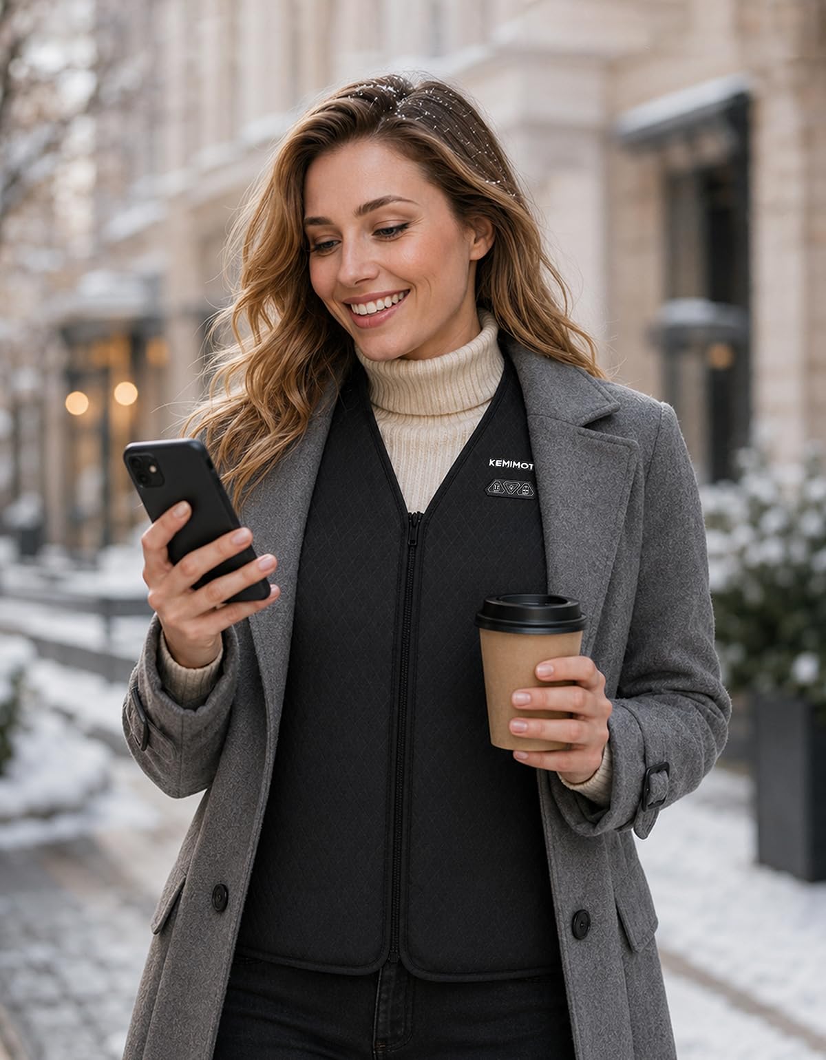 KEMIMOTO Gilet Riscaldato Donna, Elettrico Gilet Riscaldato con Batteria 10000mAh, USB Giubbotti Riscaldati con 3 Temperature per all’aperto Lavoro Sci Escursionismo Caccia Moto(Con Batteria 10000mAh)