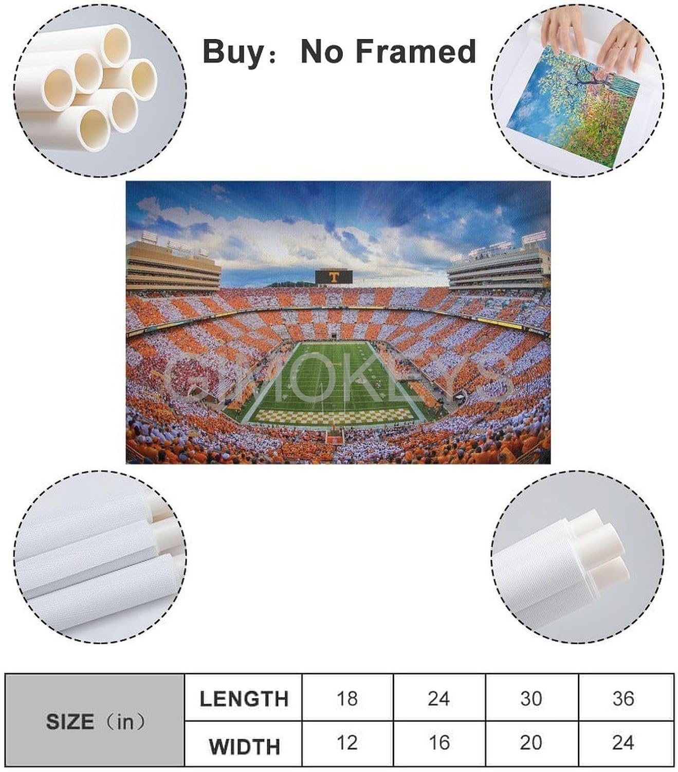 Neyland Stadium Canvas, American Football Neyland Stadium Poster, Tennessee Volunteers Wall Art Poster (5) Canvas Poster Wall Art Decor Print Picture Paintings for Living Room Bedroom Decoration Unfra