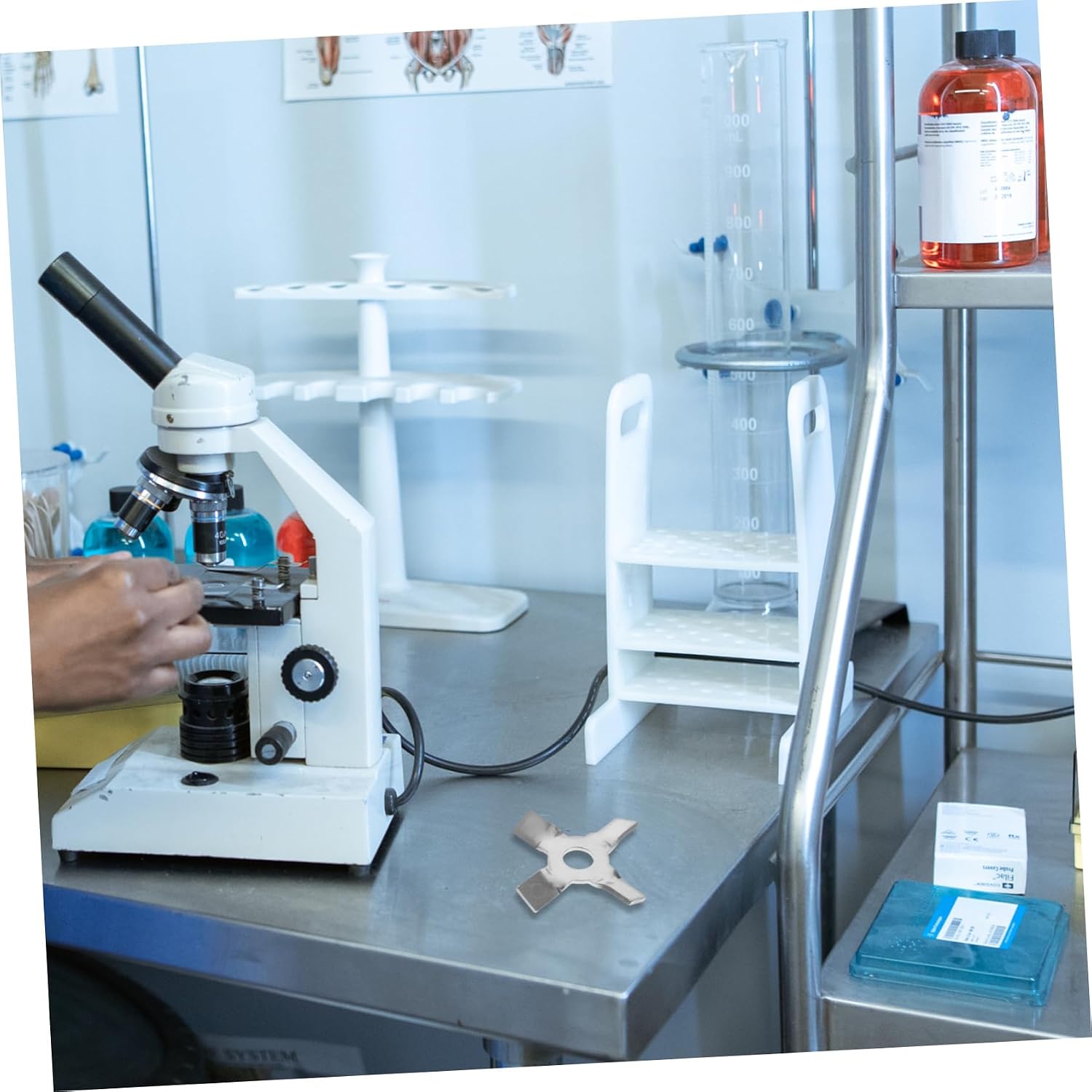 Electric Overhead Stirrer Paddle for Lab Mixing Stainless Steel Cross-Shaped Stirring Tool for Dispersion Experiments Lab Stir Shaft Without Rod