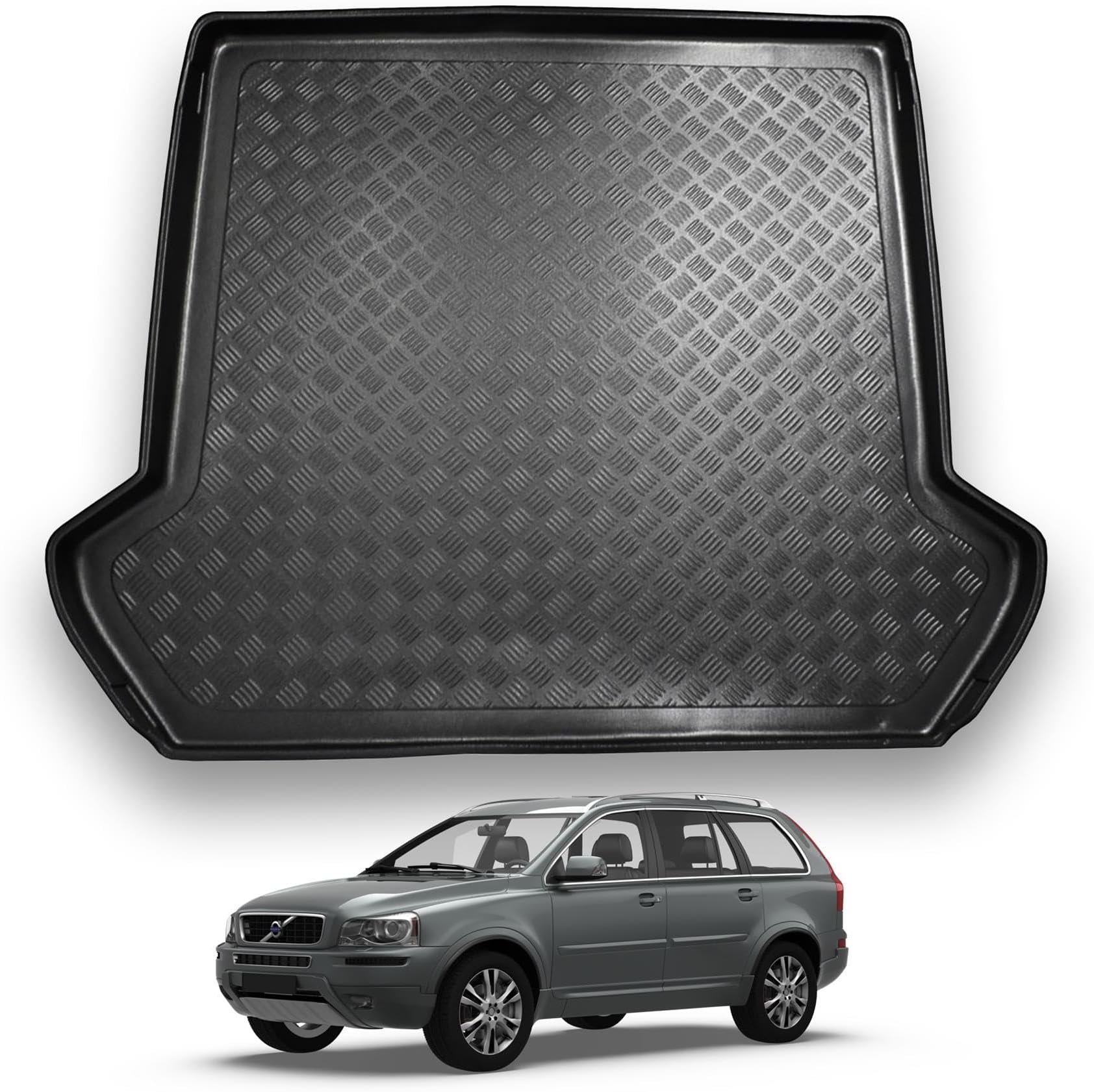 NOMAD Volvo XC90 (2002-2014) Boot Liner [s 5 & 7 Seat Models with 3rd Row Folded] Tailored Car Floor Mat Protector Non Slip Waterproof Raised Edges Compatible Custom Accessory Dog & Pet Friendly