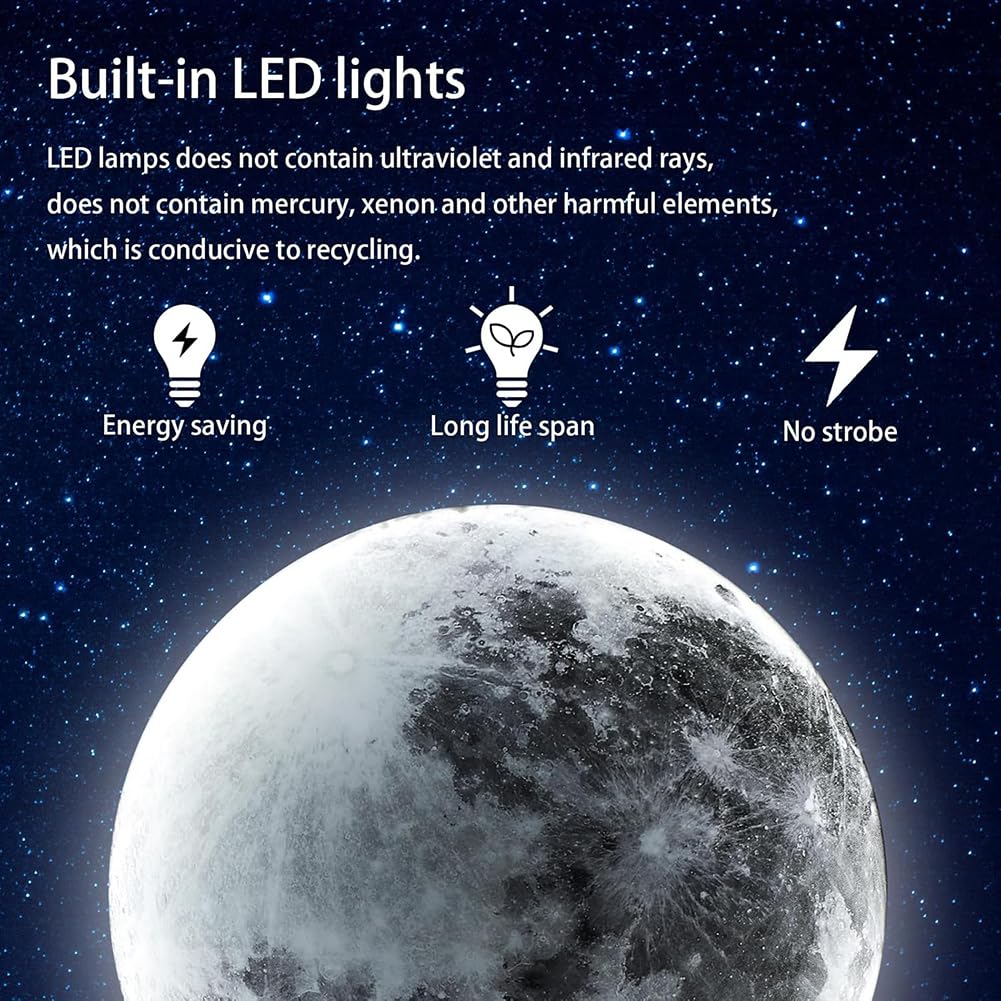 Mond LED Wandleuchte Innen Dimmbar Mond Wandlampe mit Stecker Kabel Mondlampe Schalter Runde Deko Lampe Wand Nachttischlampe Fernbedienung, Nachtlichtmodus und Speicherfunktion Wandbeleuchtung