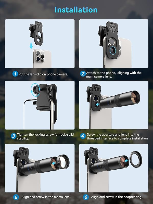 MIAO LAB 10X Telephoto Lens & 200mm Macro Lens, 2-in-1 Aluminum Phone Camera Lens Kit with Universal Clip. Phone Lens Attachment Fit for iPhone 16/15/14/13, Samsung, Android Phone and Most Smartphone by MIAO LAB - Image 8