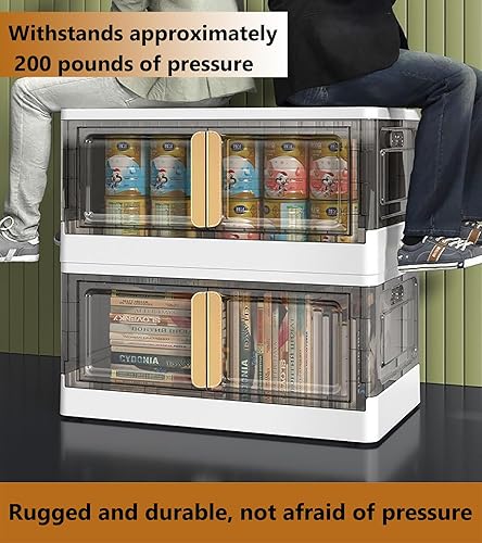 Miniatura 4 de Paquete de 3 cajas de almacenamiento plegables, contenedores de almacenamiento de plástico apilables de 17 galones con ruedas, caja