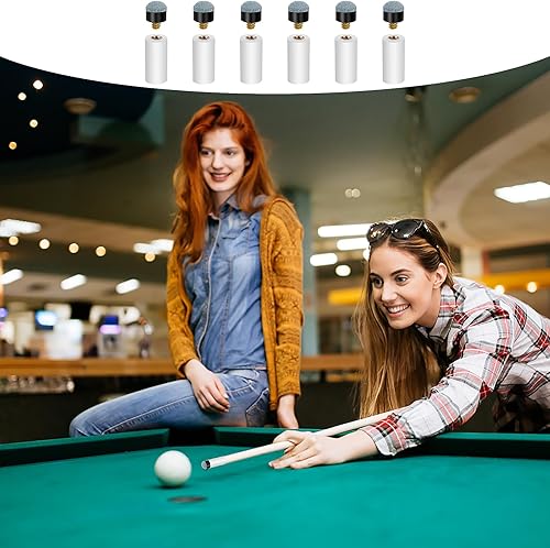 Miniatura 5 de Prasacco 10 juegos de puntas de billar de repuesto con casquillos blancos para taco de billar, puntas de taco de piscina atornilladas, puntas de