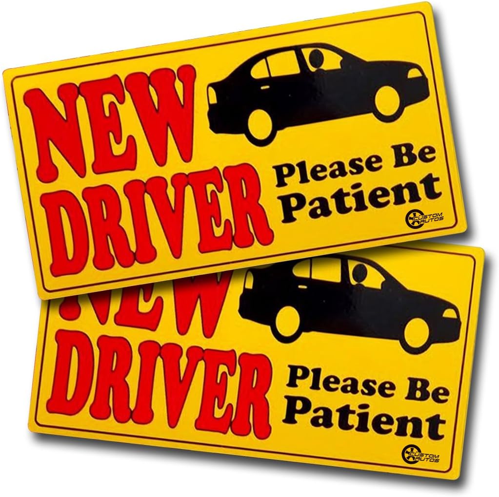 VaygWay Reflective Magnet Vinyl Sign-New Driver Please Be Patient -Car Sign Kids Student Teenagers- New Magnetic Car Bumper Decal- Auto Accessories Safety Sign 2 Pack