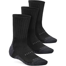 CQR 3 Pack Men and Women Wool Hiking Mid Calf Crew Socks, Moisture Wicking Breathable Outdoor Tactical Cushion boot Socks