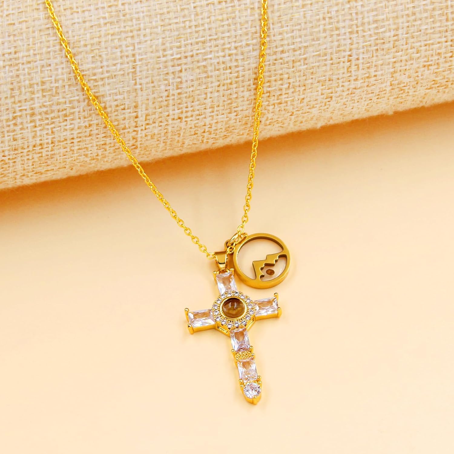Uloveido Religious 100 Languages I Love You Projection Cubic Zirconia Cross Necklace - Charm Heart Mustard Seed Faith Cross Pendant Necklace for Women Christian YA4517 - Image 2