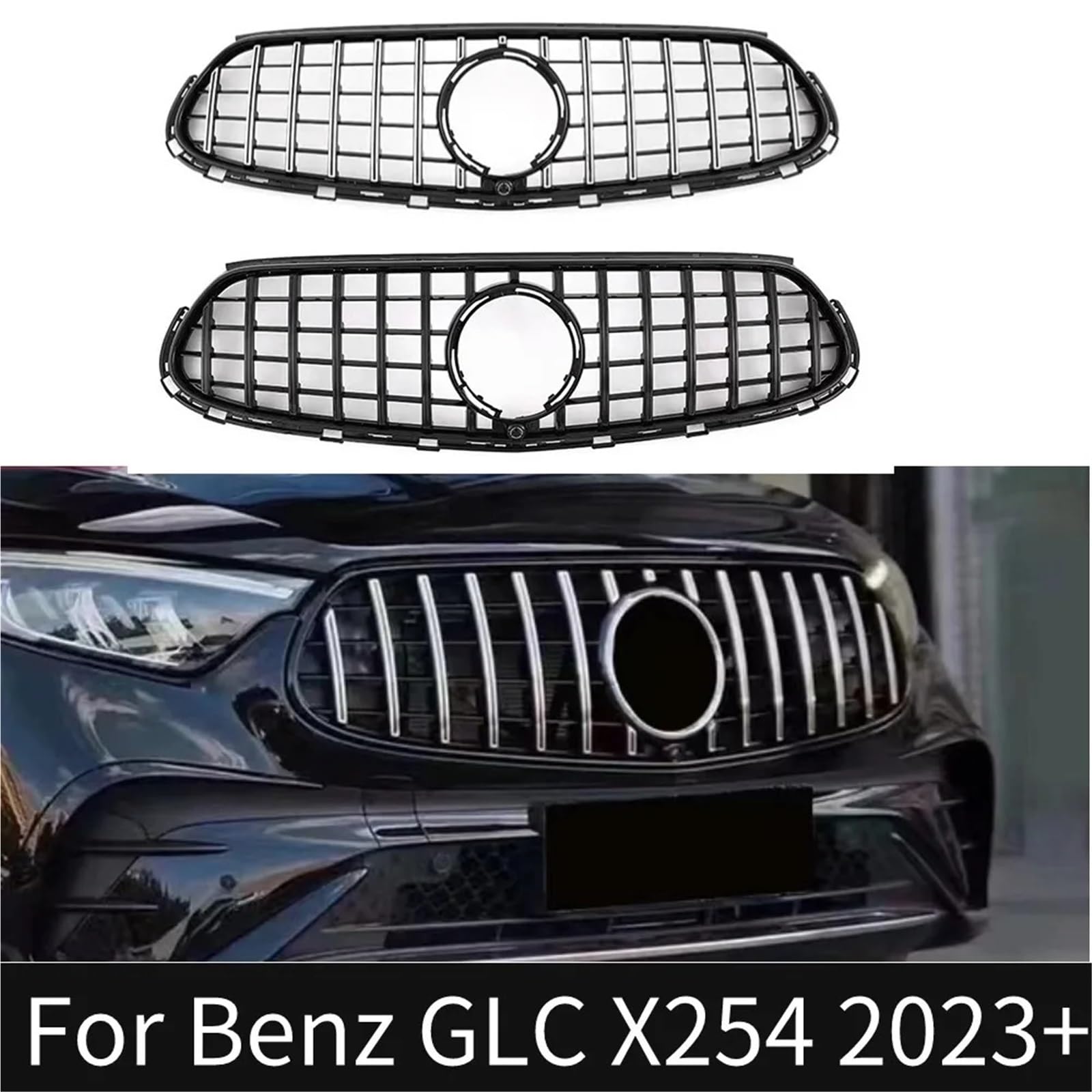 osłona chłodnicy silnika osłona GT Style Przednia kratka chłodnicy Wlot siatki Siatka pasuje do Mercedes Benz GLC X254 2023 2024+ Akcesoria tuningowe kratki samochodowej(Red)