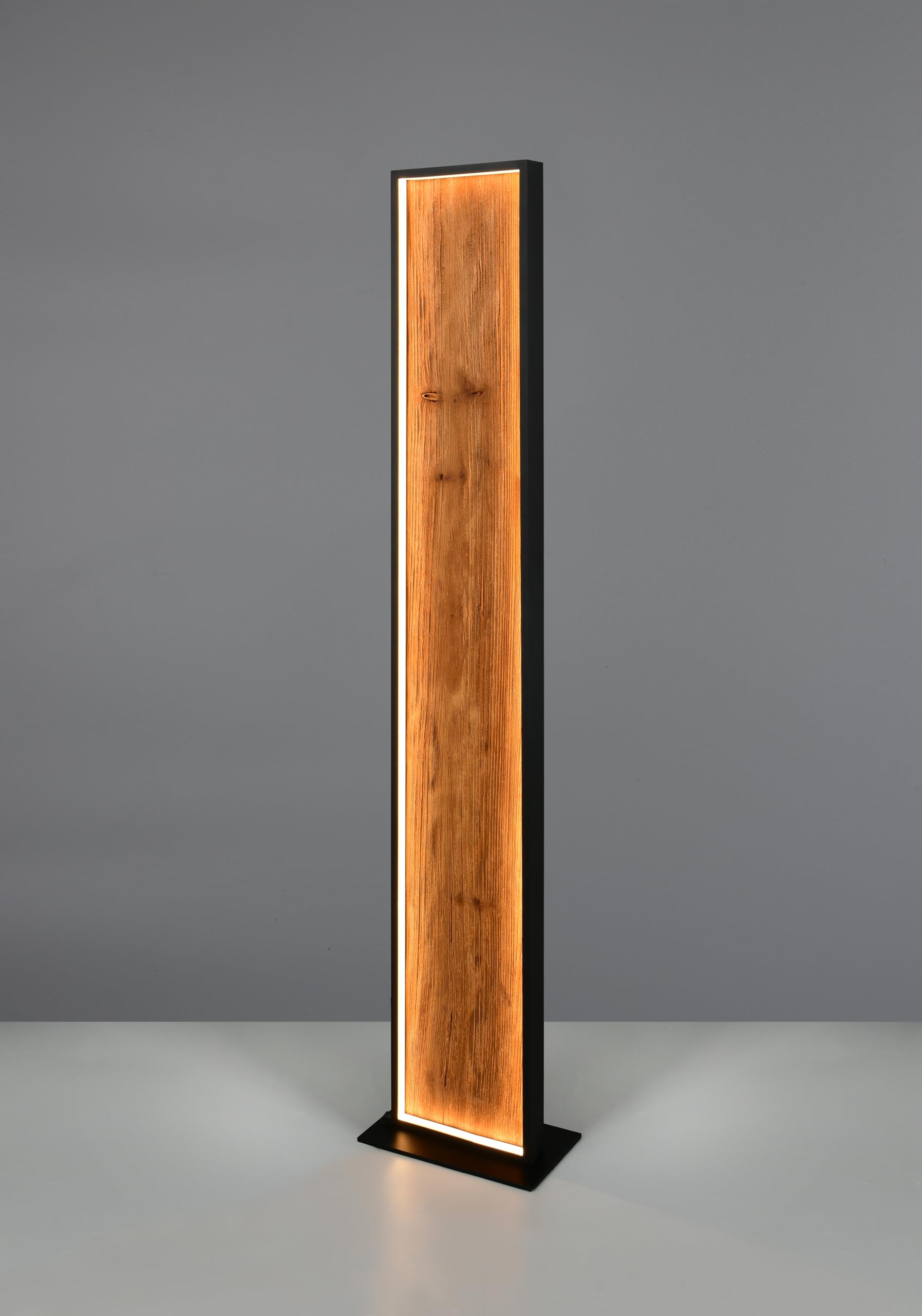 Trio Leuchten LED Stehleuchte Kalea 455510130, Metall Schwarz matt, Holz Kiefer, 35 Watt LED, 4-fach Fuß-Dimmer