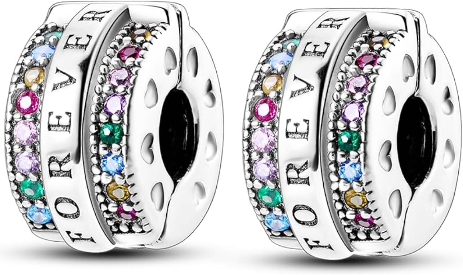 CYCUFF Clip Spacer Charm for Bracelet 925 Sterling Silver Star Moon Pave Cubic Zirconia Clip Lock Stopper Bead Charm Gift for Women