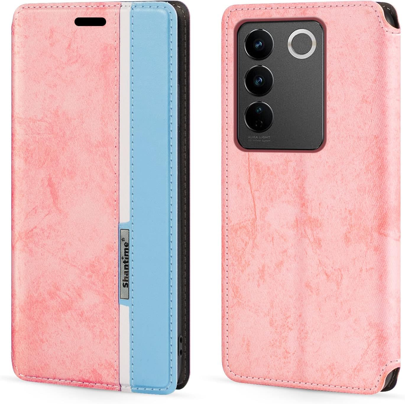 Shantime for Vivo V27 5G Case, Fashion Multicolor Magnetic Closure Leather Flip Case Cover with Card Holder for Vivo V27 Pro 5G (6.78”)