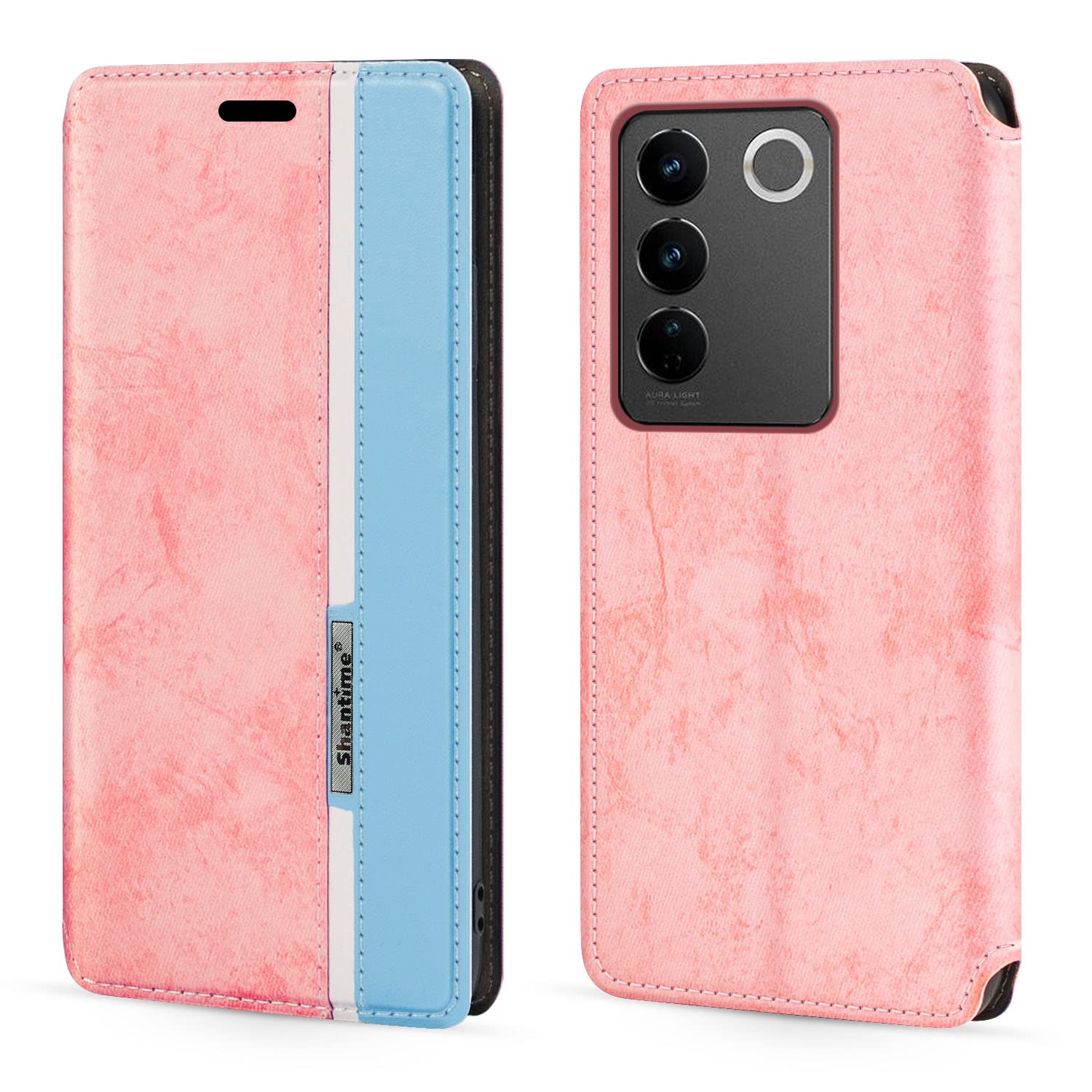 Shantime for Vivo V27 5G Case, Fashion Multicolor Magnetic Closure Leather Flip Case Cover with Card Holder for Vivo V27 Pro 5G (6.78”)