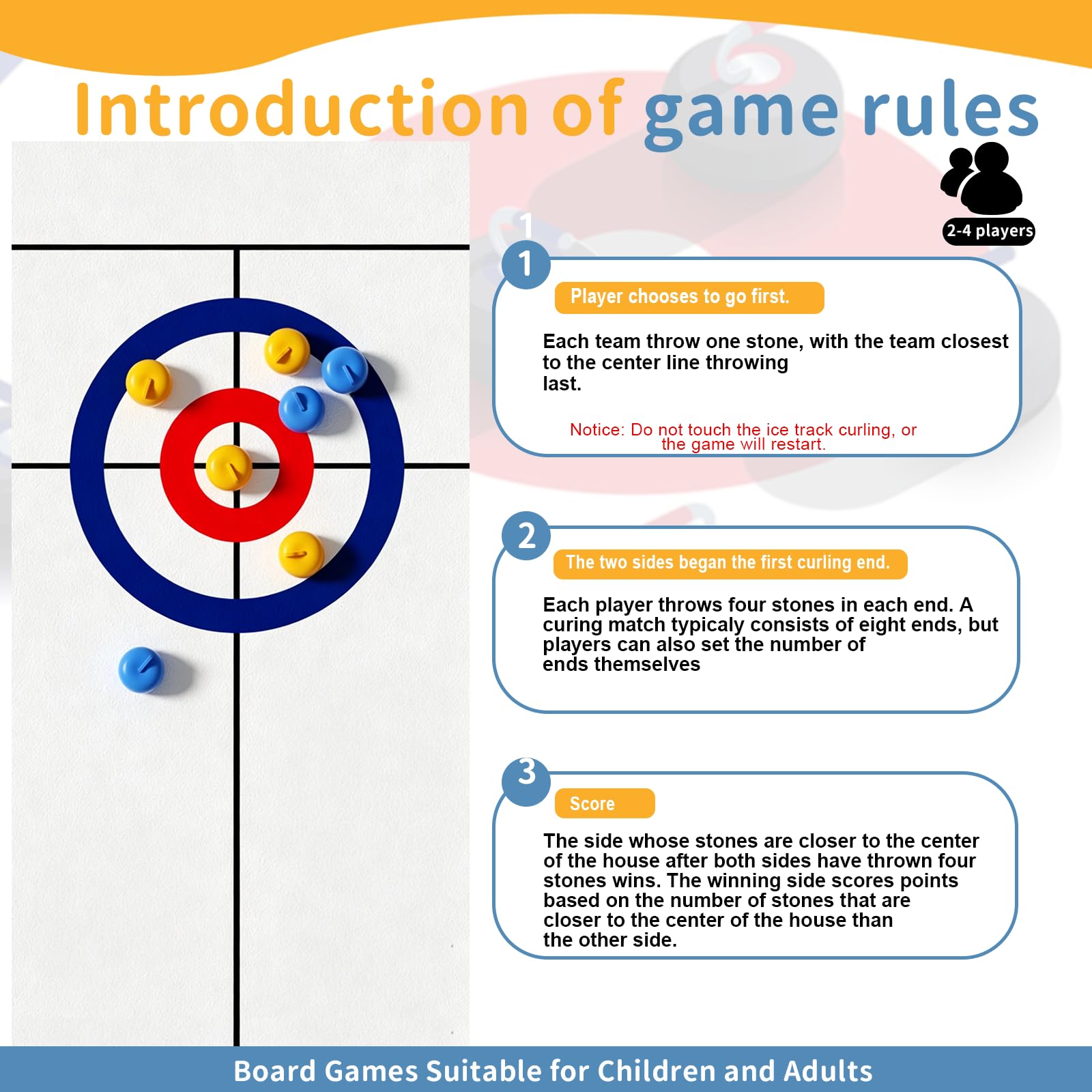 Mini Juego de Curling Mesa, 133 * 28 cm Juego Familiar de Tablero Curling, para Familia Fiesta Oficina Navidad Cumpleaños Interacción Entre Padres e Hijos Adultos y Niños