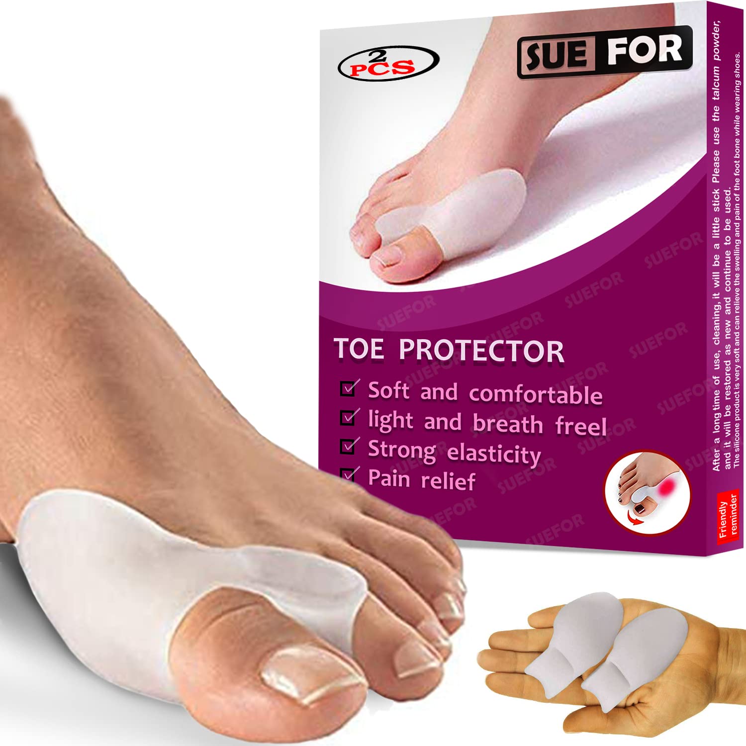 (1 Pair) Gel Big Toe Bunion Guards & Toe Spreaders Bunion Pads (Two Pack) Big Toe