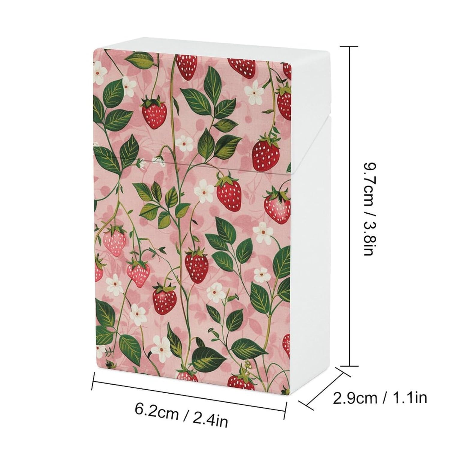 Waterproof Cigarette Case Large Capacity, Peach Strawberry Print image 2