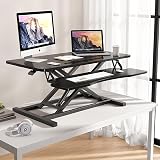 Standing Desk Riser 80cm Height Adjustable Sit Stand Desk Converter, Gas Spring Stand Up Desk, Dual Monitor & Laptop Workstation, Ergonomic Desk Riser with Keyboard Tray for Home Office BLACK