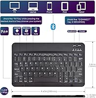 Vista 4 de DETUOSI Funda universal para tableta Android de 10.1 pulgadas con teclado, teclado Bluetooth inalámbrico extraíble + funda de cuero sintético +