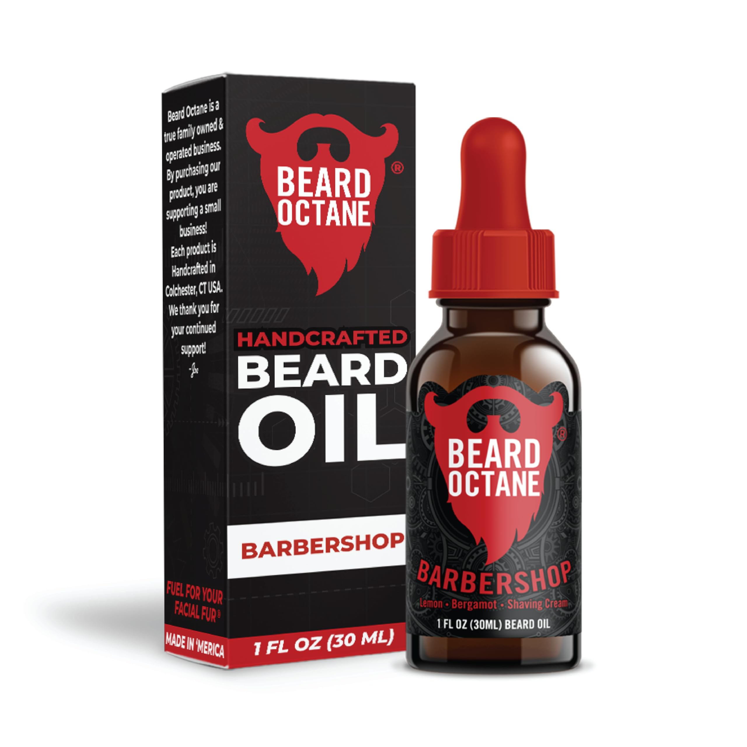 Beard Octane: Barbershop - Natural Beard Oil w/Argan Oil - 1 Oz - Promotes Softer Beards - Made in USA - Premium Beard Care