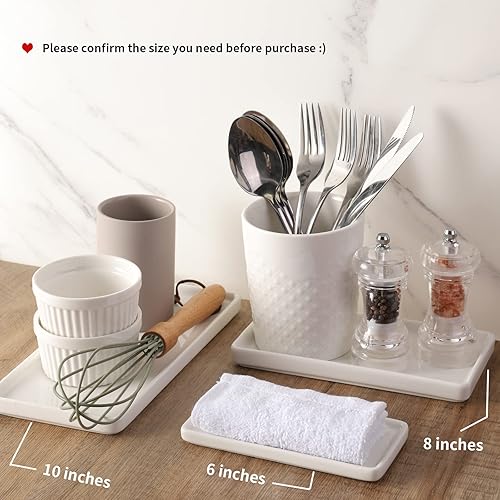 Miniatura 6 de Gurygo Paquete de 2 bandejas de baño de 8 pulgadas10 pulgadas, bandejas de cerámica para baño, bandeja de cerámica pequeña, bandeja de jabón de