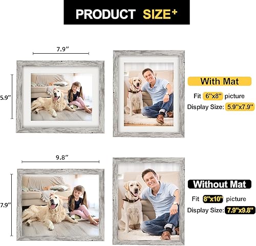 Miniatura 7 de TOFOREVO Marcos de fotos de 8 x 10 pulgadas, juego de 2 marcos de fotos de grano de madera blanca envejecida para montaje en pared de galería o