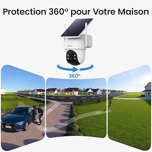 aosu 2K Wireless Solar Outdoor Camera, Kit of 4 Cameras with aosuBase, No Subscription, 360° Panoramic Auto-Tracking, Local 32GB, Alerts, Colour Night Vision, Wi-Fi 2.4/5GHz - 4