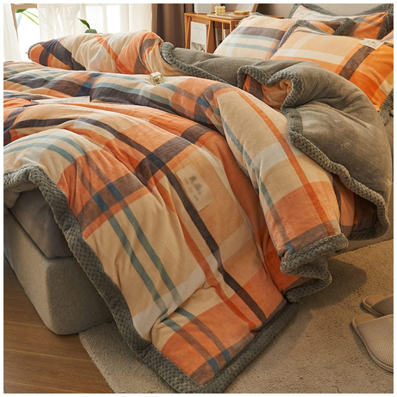 ZMIN Trapunte, Coperta da Letto Spessa in Pile di Flanella di Lusso, Trapunta Invernale Ispessita Super Calda 2 in 1, Set Piumino Staccabile,H,150x200cm(4kg)