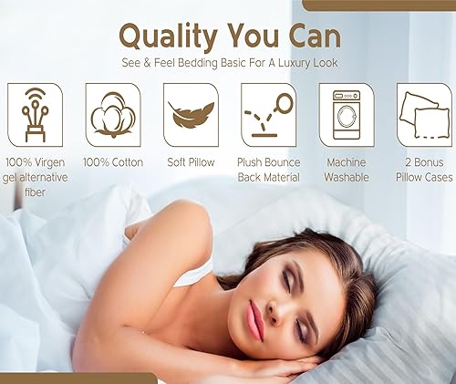 Miniatura 3 de DOM'RE DREAMS Juego de 2 almohadas suaves de lujo tamaño Queen – Almohada de enfriamiento suave de lujo – Colección de hotel 100% almohada