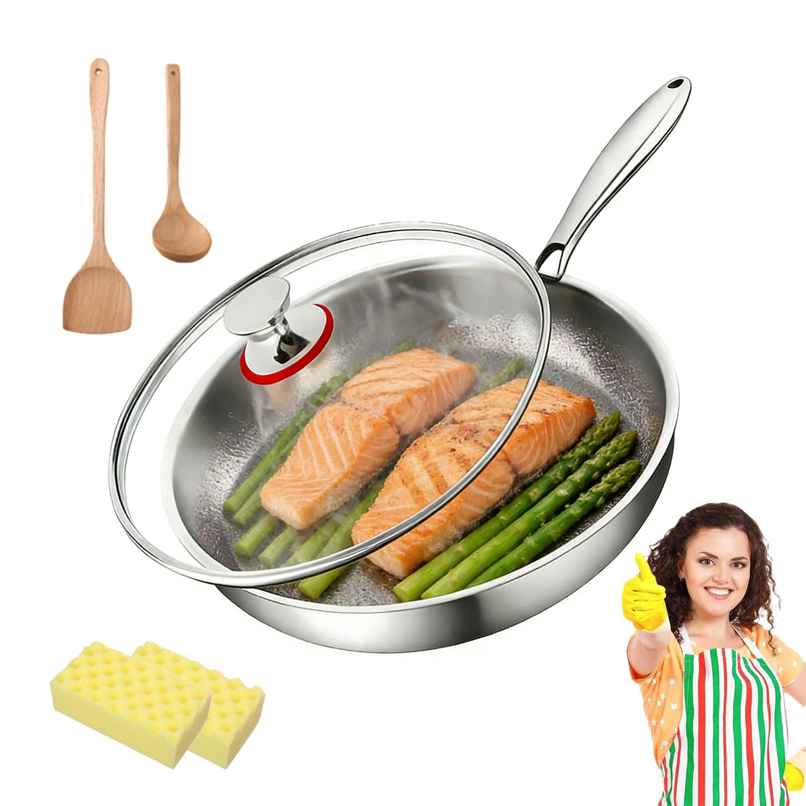 Mireve sarten titanio, sarten mireve, sartén de titanio puro antiadherente mireve, sartén antiadherente de titanio martillado, sartén de sin recubrimiento, durable scratch resistant (Con Tapa, 28cm)