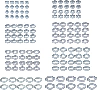 Proster 140pcs Double Ear Hose Clamp Assortment Wide Adjustable 5-23mm Zinc-Plated Steel Double Ear Hose Clamps