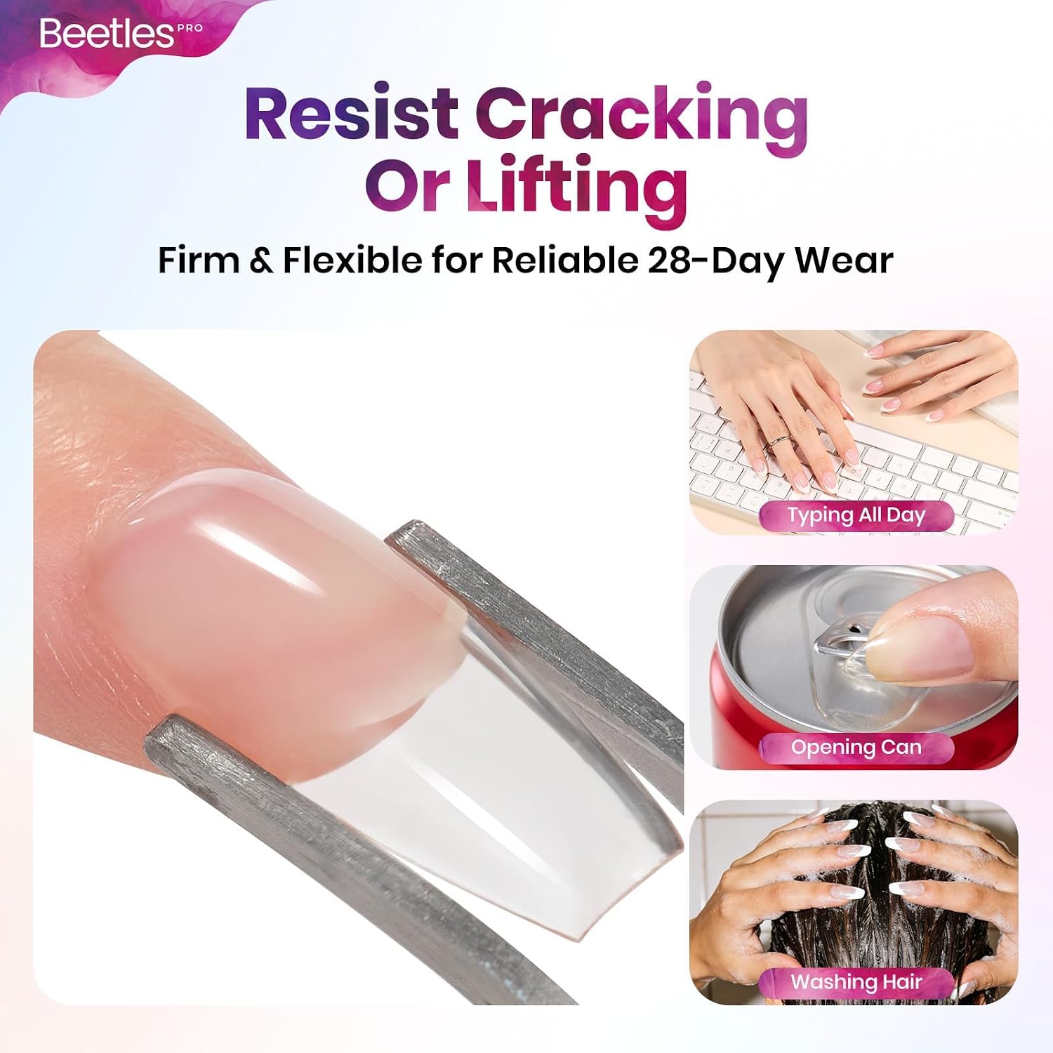 Beetles PRO FIRMET Hard Gel for Nails, HEMA-Free & TPO-Free & Low Heat,Clear Builder Nail Gel for Building C-Curve Apex & Extensions,Pros Salon Quality, 0.85oz