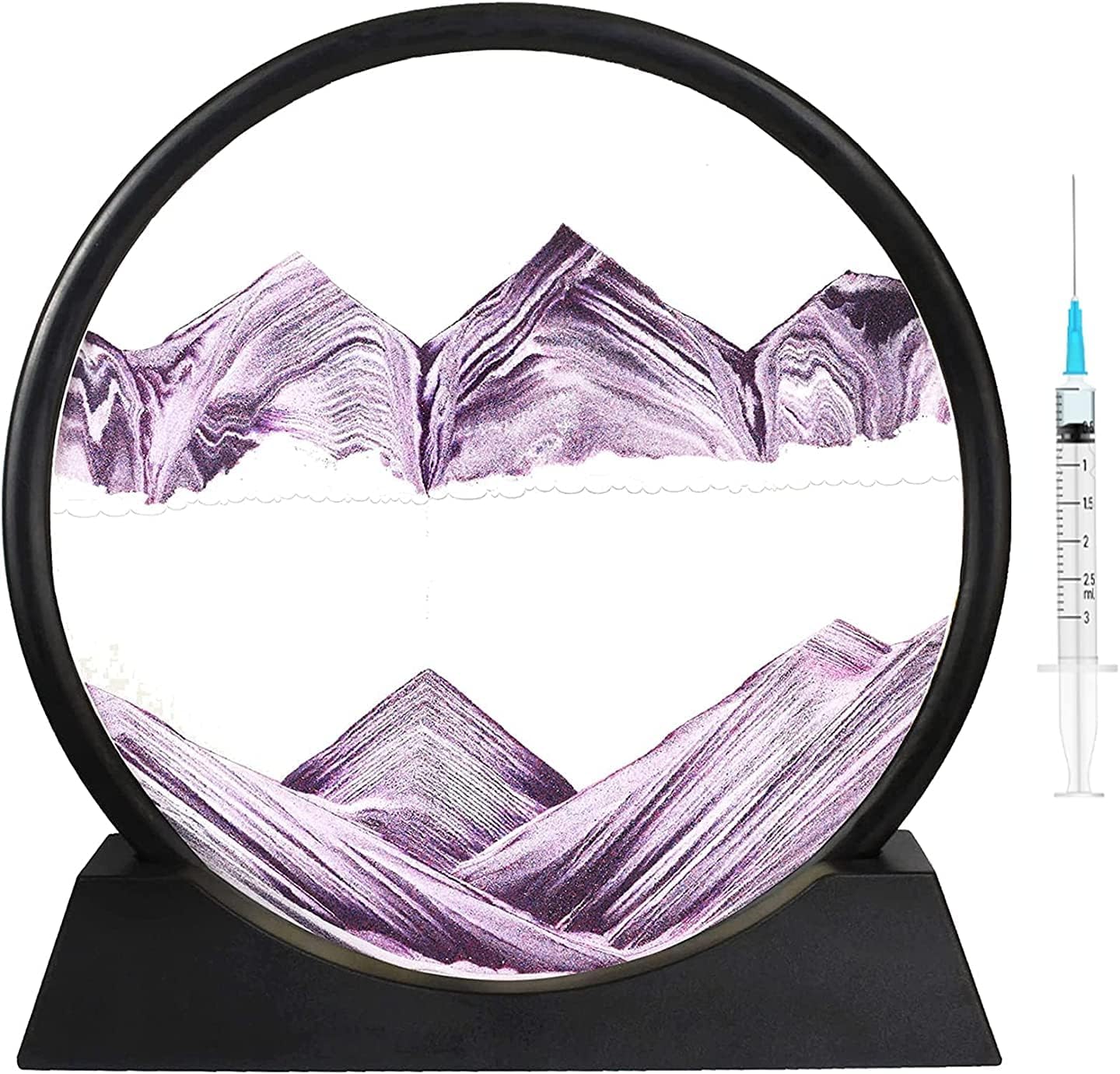 PRACHAND Moving Sand Art Picture Glass Liquid Painting 3D Natural Landscape showpieces for Home Decor Antique Gifts for Kids Office Desktop Decoration (7", Maroon Sky)
