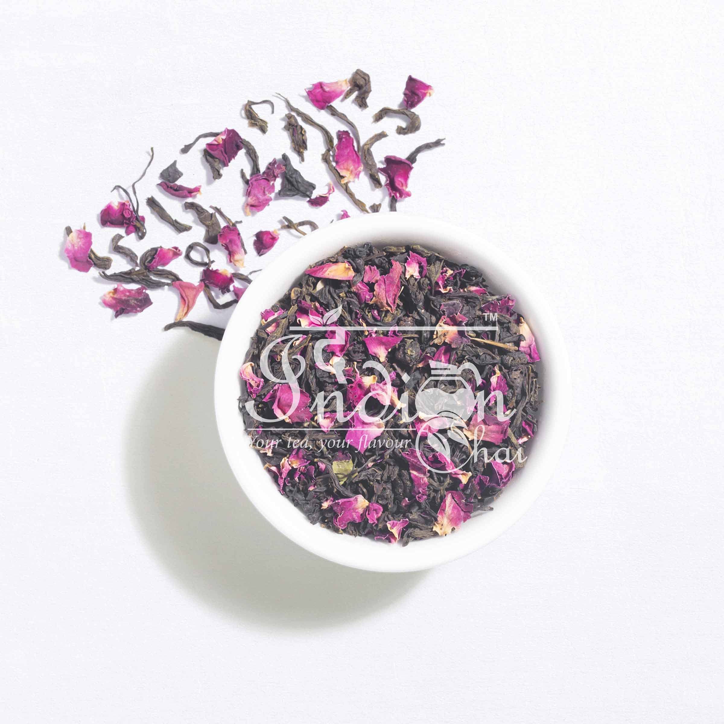 The Indian Chai - Rose Green Tea 250g, Bulk pack, with Gulab Rose Petals for Glowing Skin, Rich in Vitamin C, Natural Stress Buster, Helps with Immunity