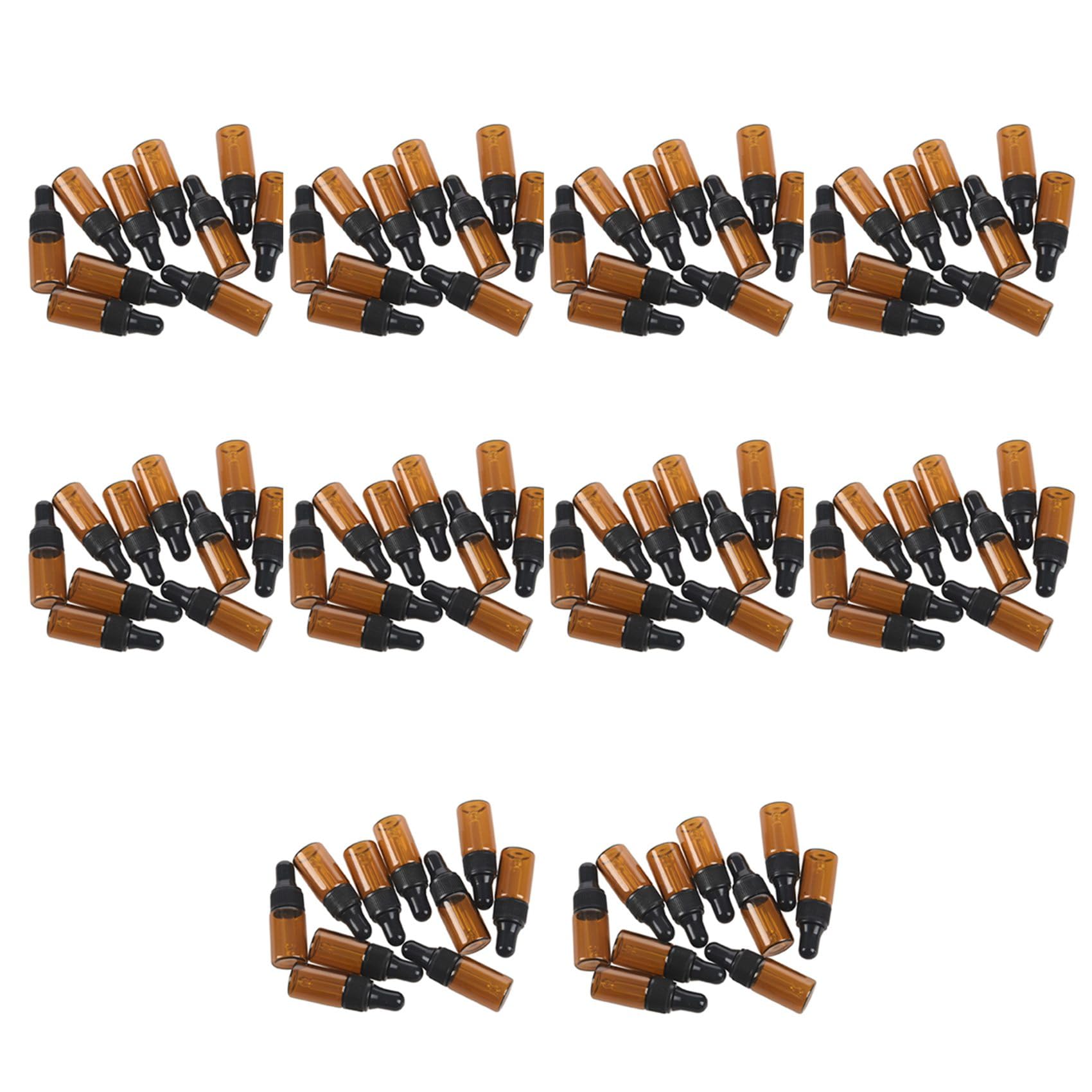 Jnchdghwa 100pcs 3ml Empty Brown Glass Dropper Bottles with Pipette for Essential Oil
