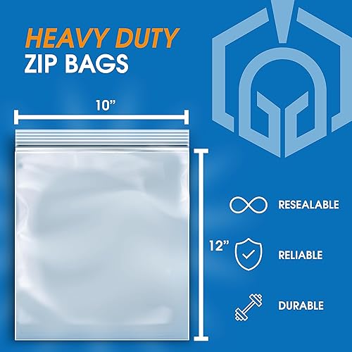 Miniatura 2 de Spartan Industrial - 100 bolsas de polietileno de plástico con cierre de cremallera transparente de 0.157 in de grosor con cierre resellable y