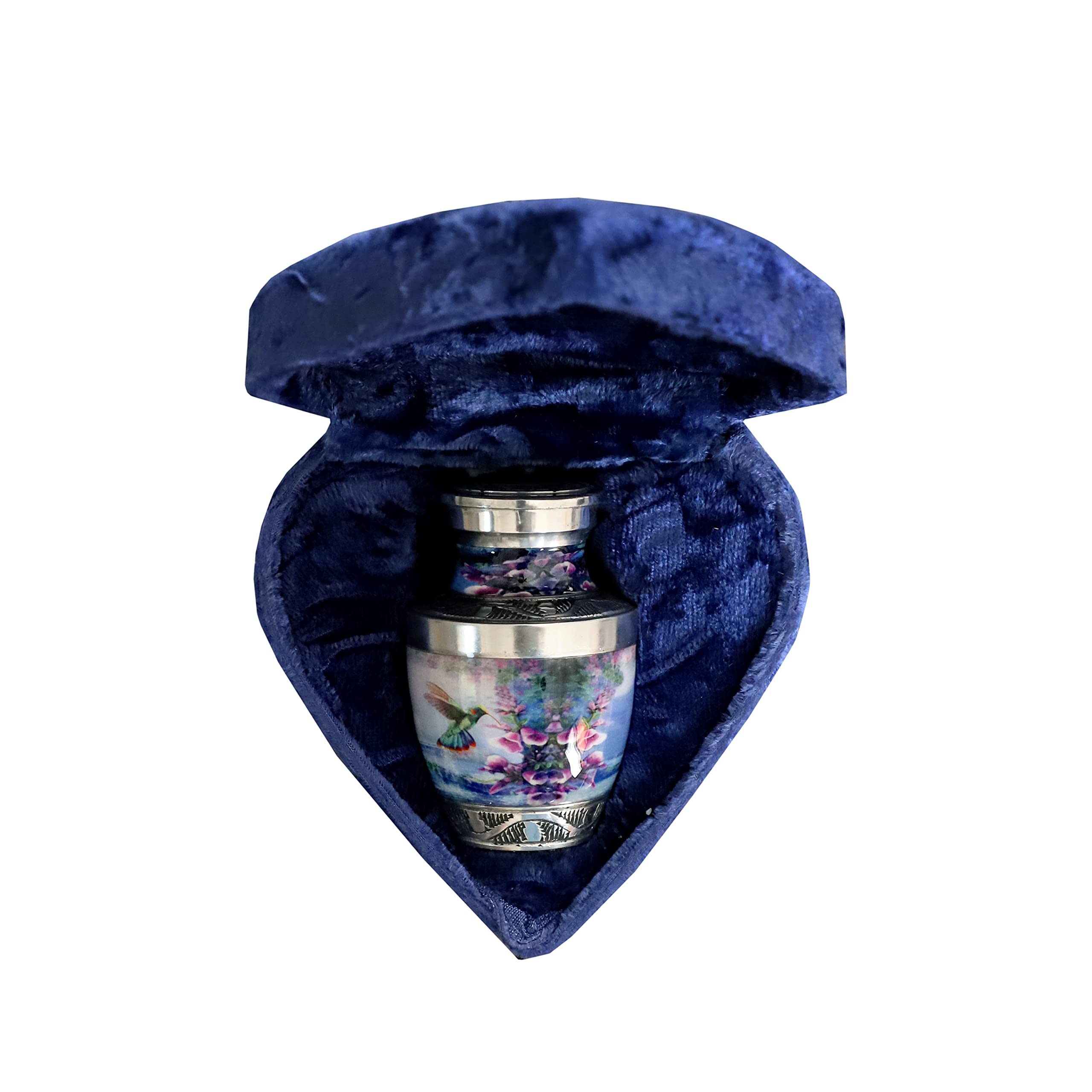 HLCSmall Humming Bird Keepsake Urn Qnty 1 - for Human Ashes with Velvet Box Bag-Mini -Beautiful Peaceful Engraved Mini Memorial Affordable (3.5 cu.in), XXDJHM22Y889