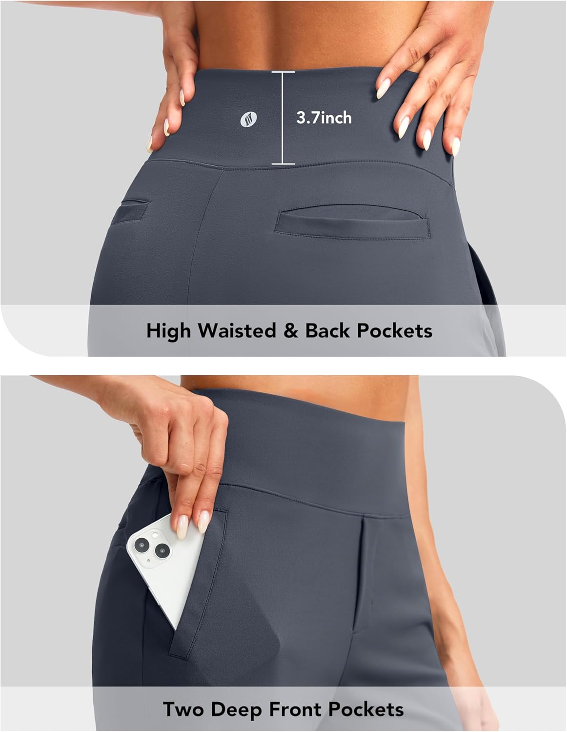 SANTINY Women's 9" High Waisted Bermuda Shorts with 4 Pockets Knee Length Long Shorts for Women Workout Athletic Casual - Image 4