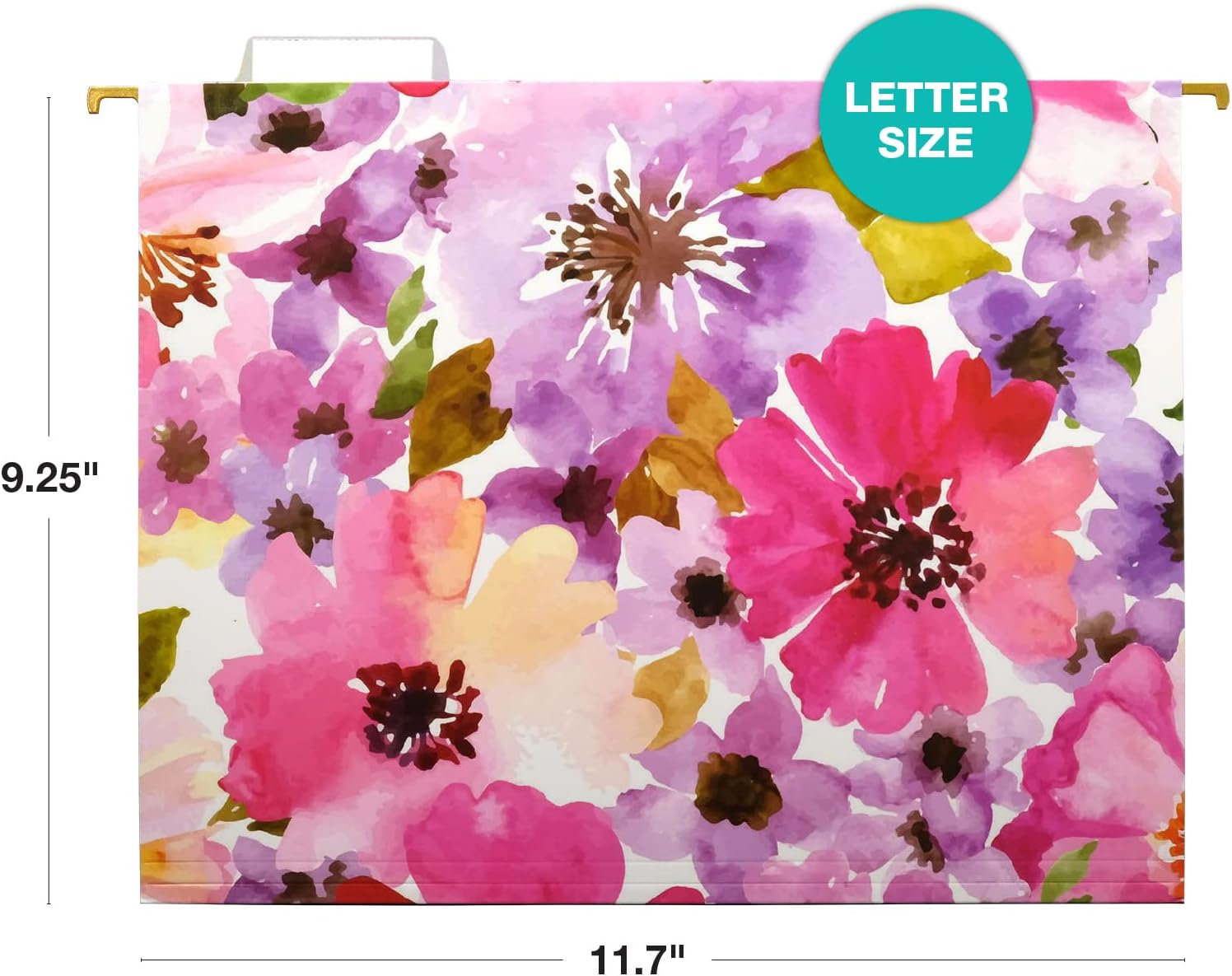Global Printed Products Deluxe Designer Printed Hanging File Folders, 4 Patterns, Letter Size, 12/pk (Floral)
