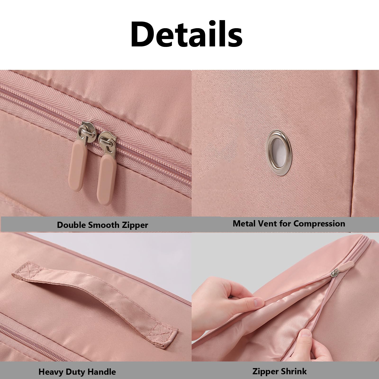 Organisateur à Compression Automatique Ultra Peu Encombrant, Sac De Rangement Pour Couette De Grande Capacite Rose 52 X 42 X 60 Cm 92145164