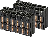Storacell AAA-12 Battery Caddy Dispenser (2 Pack, Black) - Holds 12 AAA Batteries, Compact One-Hand Dispense, Made in USA