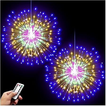1200 LED Rechargeable Firework Lights - Remote Control Starburst Fairy Lights With 8 Modes