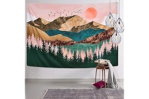 Krelymics Mountain Tapestry Forest Tree Tapestry Sunset Tapestry Nature Landscape Tapestry Wall Hanging