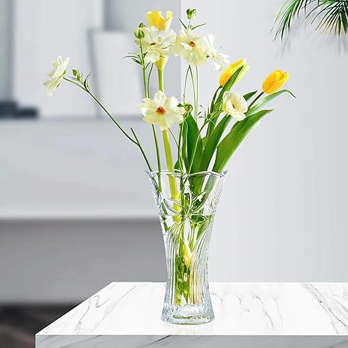 Miniatura 7 de kanpura Floreros de vidrio de 9 pulgadas para flores, jarrón grande grueso de 2.3 libras para mesas de Navidad, centros de mesa, jarrones de rosas